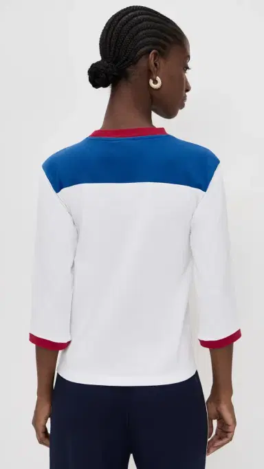 Sporty & Rich Wellness 94 Long Football Tee White/Ruby/Team Blue | Thumbnail 3 Sporty & Rich Wellness 94 Long Football Tee White/Ruby/Team Blue | Thumbnail 3