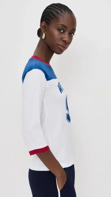 Sporty & Rich Wellness 94 Long Football Tee White/Ruby/Team Blue | Thumbnail 4 Sporty & Rich Wellness 94 Long Football Tee White/Ruby/Team Blue | Thumbnail 4