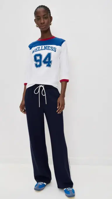 Sporty & Rich Wellness 94 Long Football Tee White/Ruby/Team Blue | Thumbnail 5 Sporty & Rich Wellness 94 Long Football Tee White/Ruby/Team Blue | Thumbnail 5