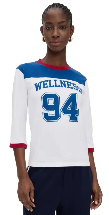 Sporty & Rich Wellness 94 Long Football Tee White/Ruby/Team Blue | Thumbnail 1 Sporty & Rich Wellness 94 Long Football Tee White/Ruby/Team Blue | Thumbnail 1