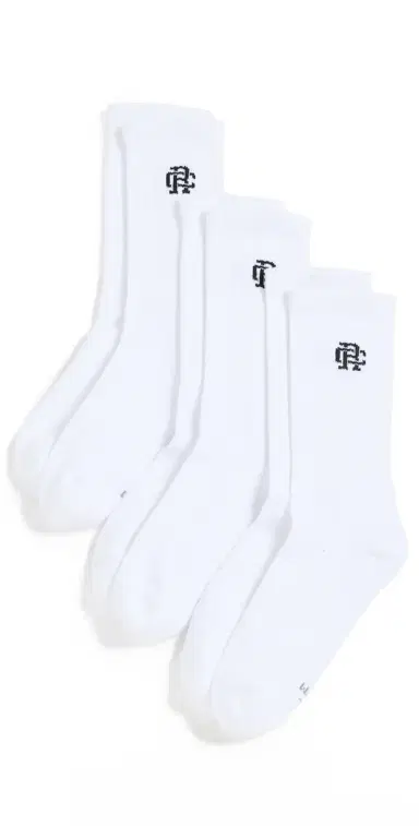 Reigning Champ 3 Pack Classic Crew Socks White | Thumbnail 1
