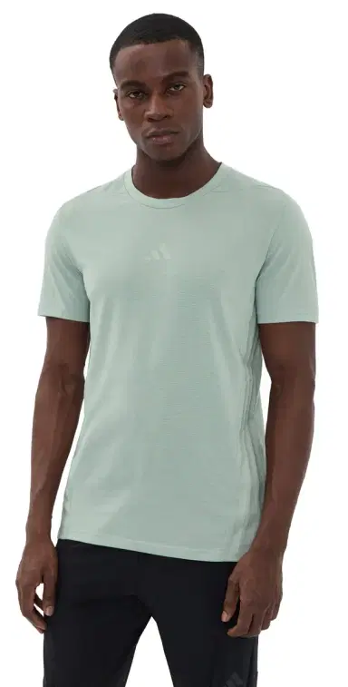 adidas Designed For Training 3 Stripe Workout Tee Wonder age | Thumbnail 1 adidas Designed For Training 3 Stripe Workout Tee Wonder age | Thumbnail 1