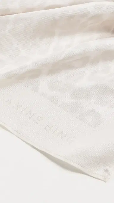 ANINE BING York Silk Scarf Washed White Leopard One Size | Thumbnail 5