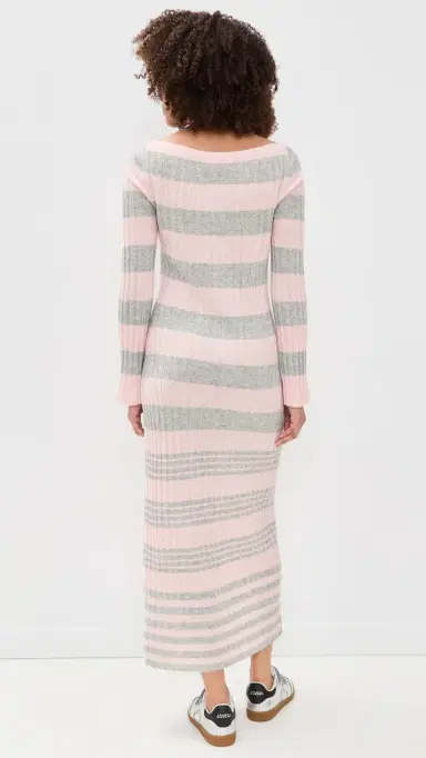 Guest In Residence triped Rib Cashmere Dress Powder Pink/tone | Thumbnail 3