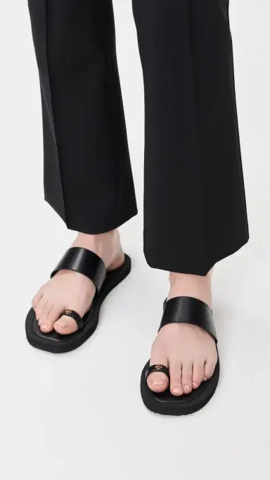 Tory Burch Toe Ring Flip Flops Perfect Black / Perfect Black 7 | Thumbnail 3