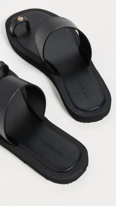 Tory Burch Toe Ring Flip Flops Perfect Black / Perfect Black 7 | Thumbnail 4