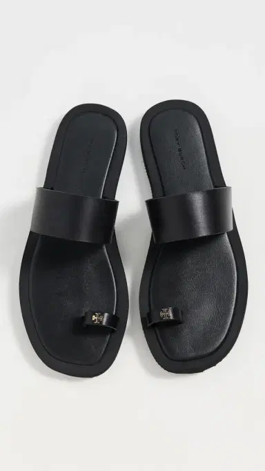 Tory Burch Toe Ring Flip Flops Perfect Black / Perfect Black 7 | Thumbnail 5