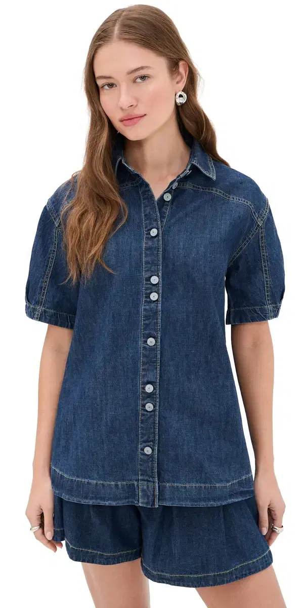 Griselda Denim Button Down and Shorts Set Sea Dream Wash