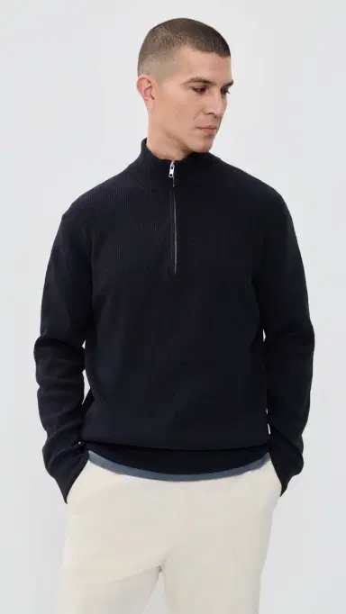 NN07 Danny Half Zip Sweater Navy Blue | Thumbnail 2