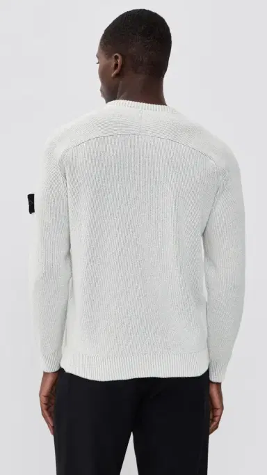 Stone Island Ribbed Cotton Boucle Sweater Melange Pearl Grey | Thumbnail 3