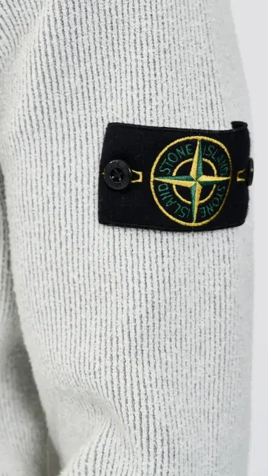 Stone Island Ribbed Cotton Boucle Sweater Melange Pearl Grey | Thumbnail 6