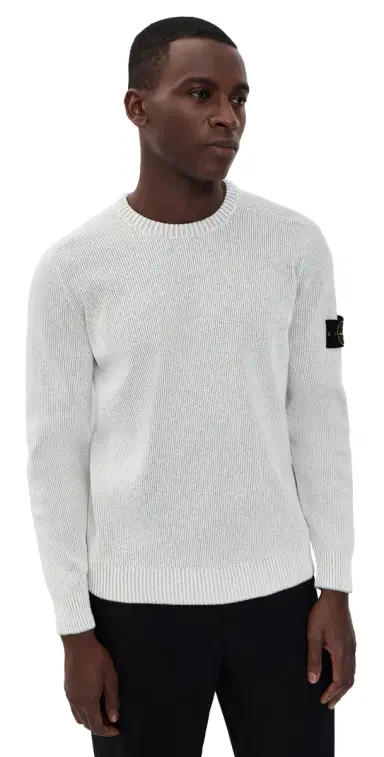 Stone Island Ribbed Cotton Boucle Sweater Melange Pearl Grey | Thumbnail 1
