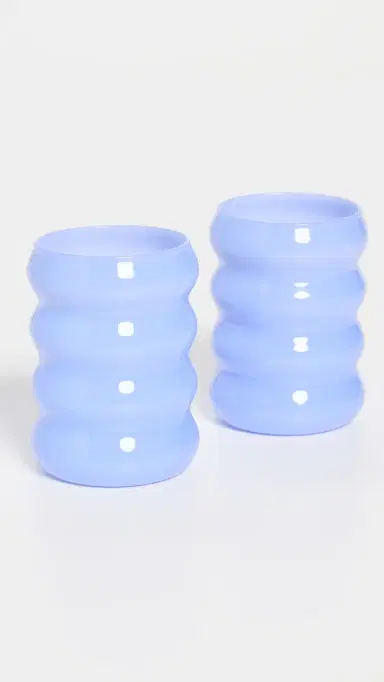 Sophie Lou Jacobsen Opaque Ripple Cups Set of Two Cornflower One Size | Thumbnail 2