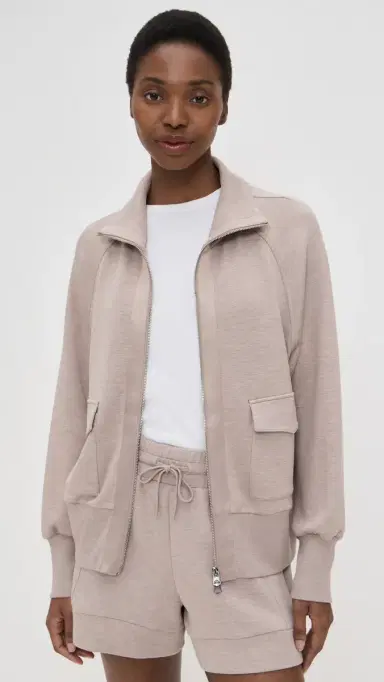 Varley Roxbury Zip Through Sweatshirt Taupe Marl M | Thumbnail 2