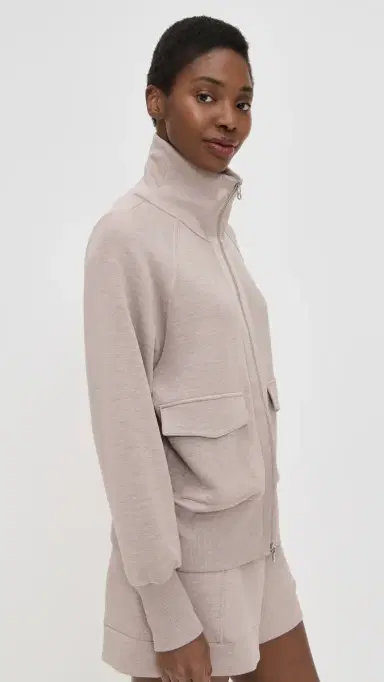 Varley Roxbury Zip Through Sweatshirt Taupe Marl M | Thumbnail 4