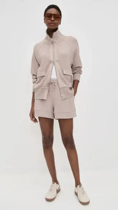 Varley Roxbury Zip Through Sweatshirt Taupe Marl M | Thumbnail 5