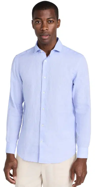 Frescobol Carioca Antonio Linen Shirt Baby Blue | Thumbnail 1 Frescobol Carioca Antonio Linen Shirt Baby Blue | Thumbnail 1