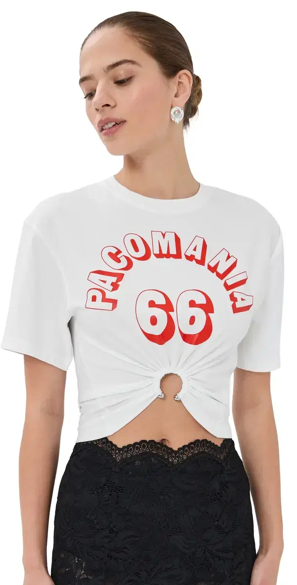 Printed Cotton Piercing T-hirt White