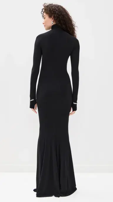 Norma Kamali Long Sleeve Turtle Fishtail Gown Black | Thumbnail 3 Norma Kamali Long Sleeve Turtle Fishtail Gown Black | Thumbnail 3