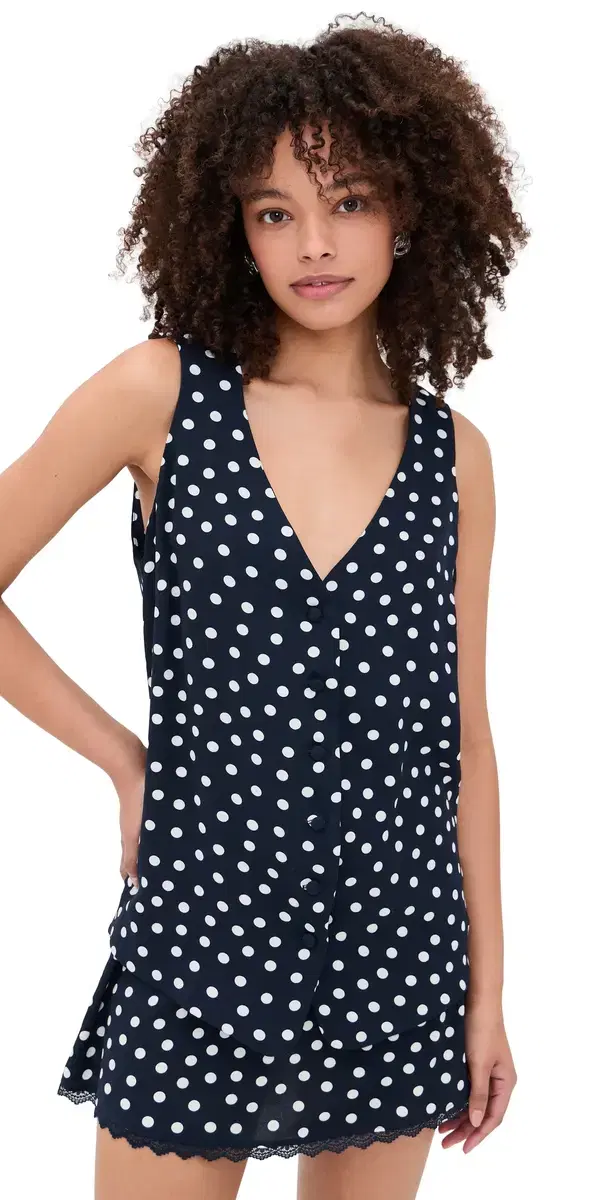 Bridgette Vest Navy Polka Dot