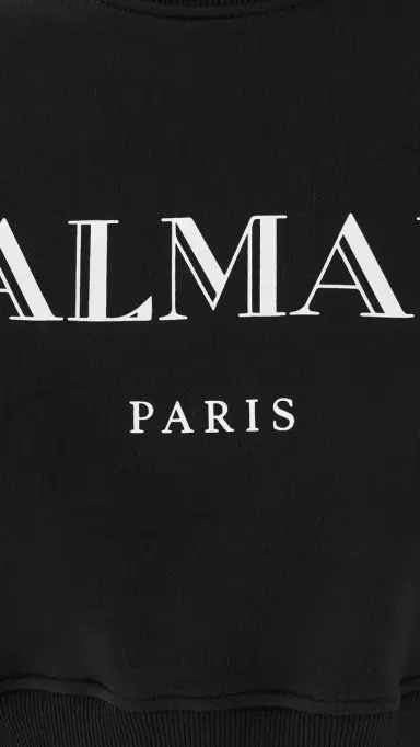 Balmain Vintage Print Crew Neck Sweatshirt Noir/Blanc | Thumbnail 6