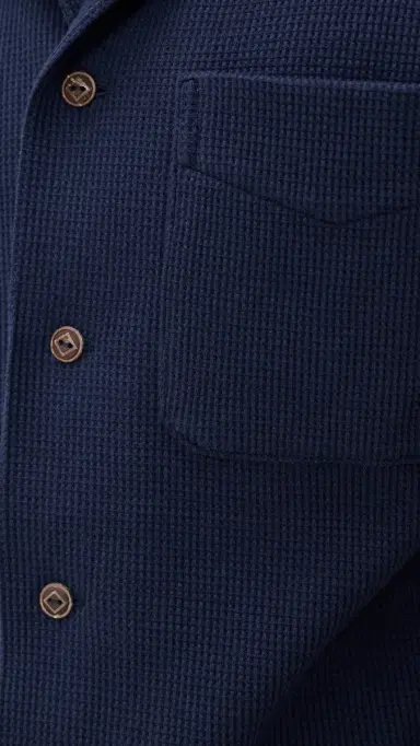 Polo Ralph Lauren Cotton Linen Waffle Knit Andy Camp Shirt Newport Navy | Thumbnail 6