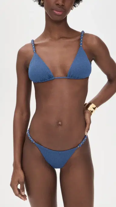ViX Paula Hermanny Beads Tri Parallel Bikini Top Blue | Thumbnail 5