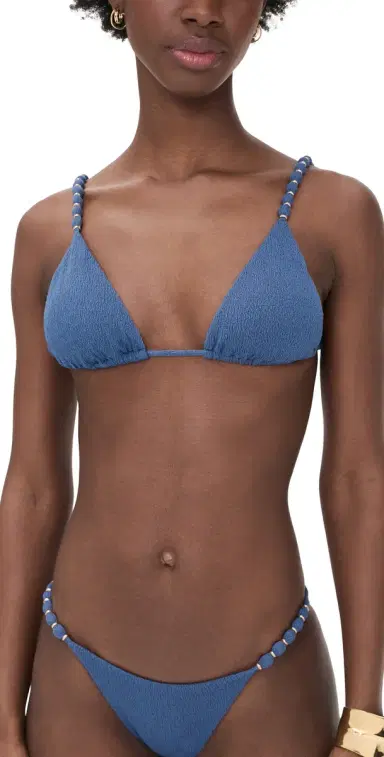 ViX Paula Hermanny Beads Tri Parallel Bikini Top Blue | Thumbnail 1