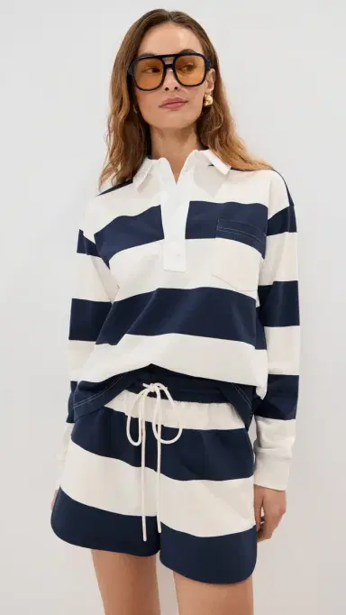 LE BOP Hayley Cropped Polo Navy/Ivory M | Thumbnail 2