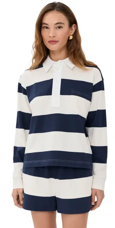 LE BOP Hayley Cropped Polo Navy/Ivory M | Thumbnail 1