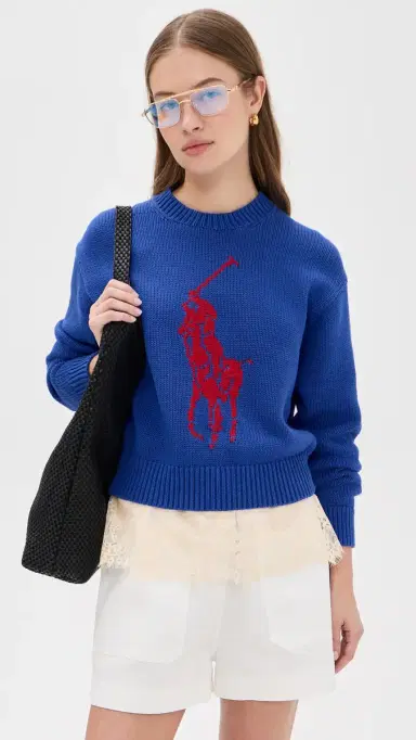 Polo Ralph Lauren Cotton Long Sleeve Crew Neck Pullover Bright Royal | Thumbnail 2 Polo Ralph Lauren Cotton Long Sleeve Crew Neck Pullover Bright Royal | Thumbnail 2