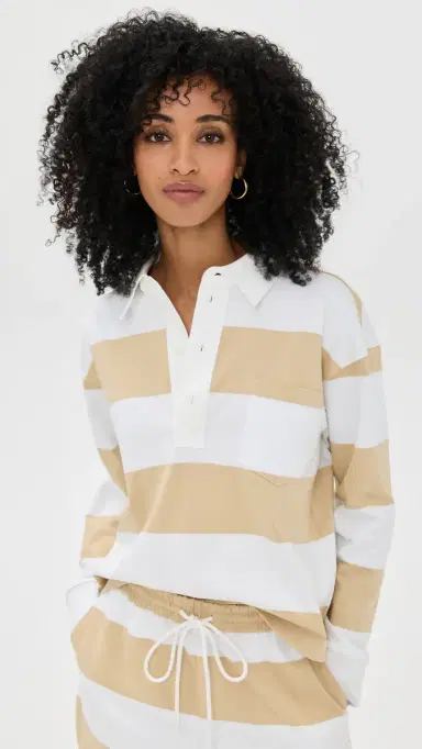 LE BOP Hayley Cropped Polo Khaki/White L | Thumbnail 2