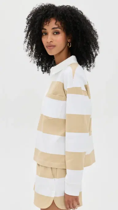 LE BOP Hayley Cropped Polo Khaki/White L | Thumbnail 4