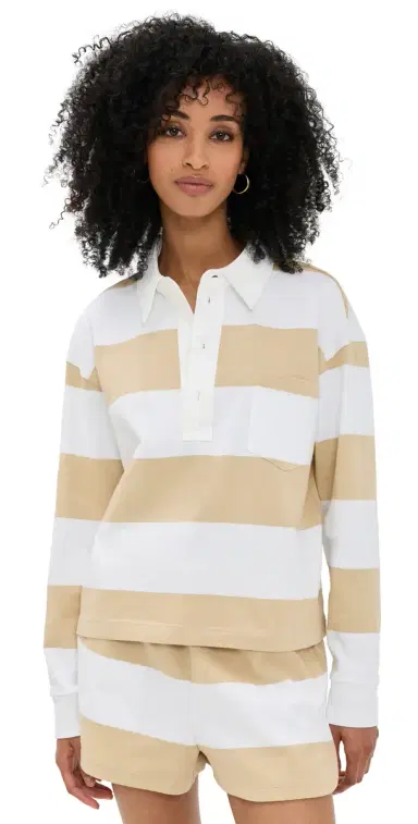 LE BOP Hayley Cropped Polo Khaki/White L | Thumbnail 1