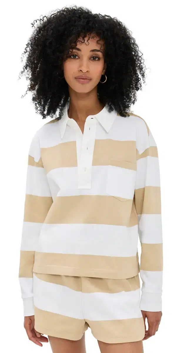 LE BOP Hayley Cropped Polo Khaki/White