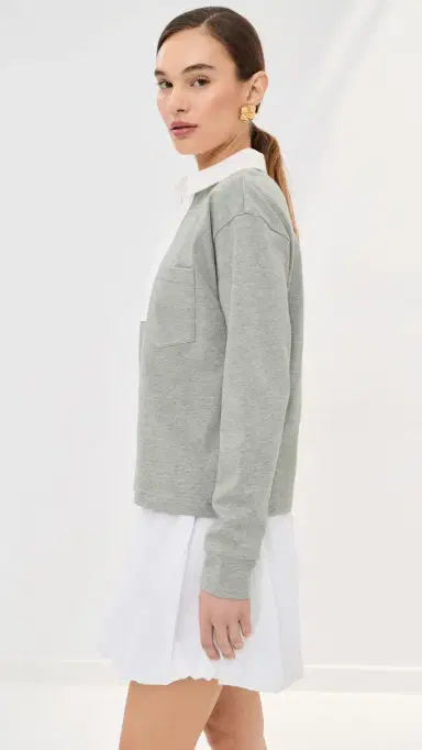 LE BOP Hayley Cropped Polo Heather Grey S | Thumbnail 4