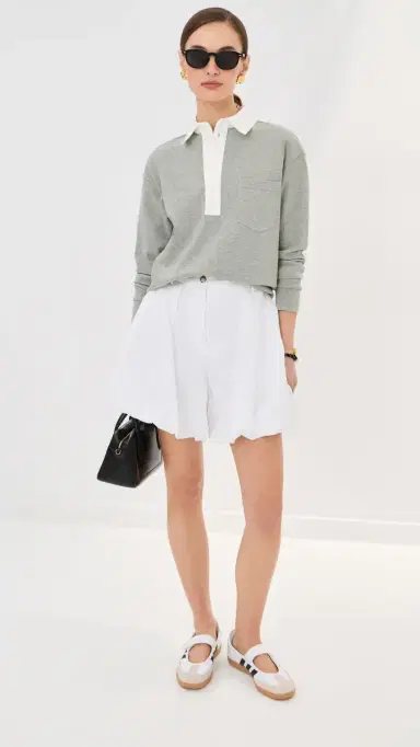 LE BOP Hayley Cropped Polo Heather Grey S | Thumbnail 5