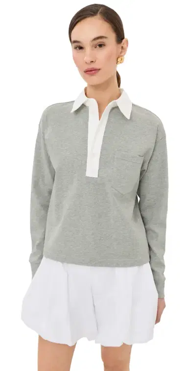 LE BOP Hayley Cropped Polo Heather Grey S | Thumbnail 1
