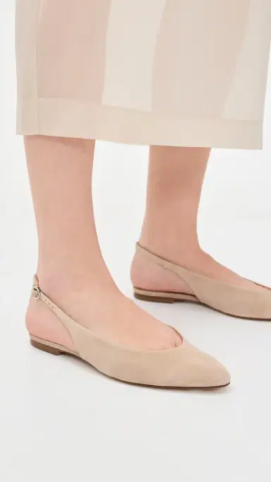 AEYDE Amelia Kid Suede Leather Sand Flats Sand | Thumbnail 3
