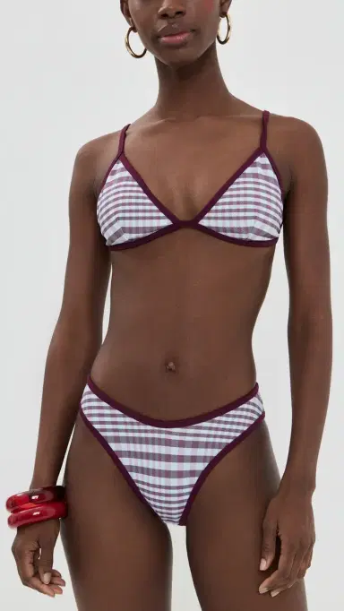 Good American Plaid Good 90s Bikini Bottoms Fig Plaid | Thumbnail 4