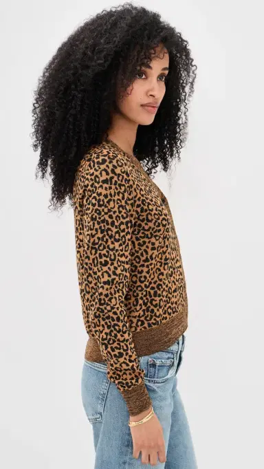 The Great. THE GREAT. The Shrunken V Neck Cardigan Leopard 3 | Thumbnail 4 The Great. THE GREAT. The Shrunken V Neck Cardigan Leopard 3 | Thumbnail 4