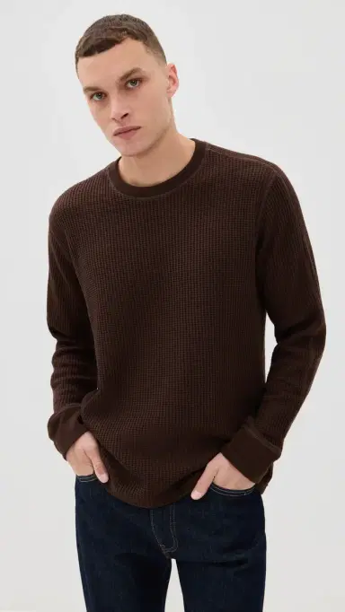 RAILS Wade Waffle Thermal Long Sleeve Tee Chocolate | Thumbnail 2