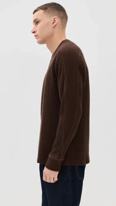 RAILS Wade Waffle Thermal Long Sleeve Tee Chocolate | Thumbnail 4