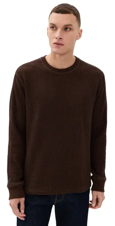 RAILS Wade Waffle Thermal Long Sleeve Tee Chocolate | Thumbnail 1