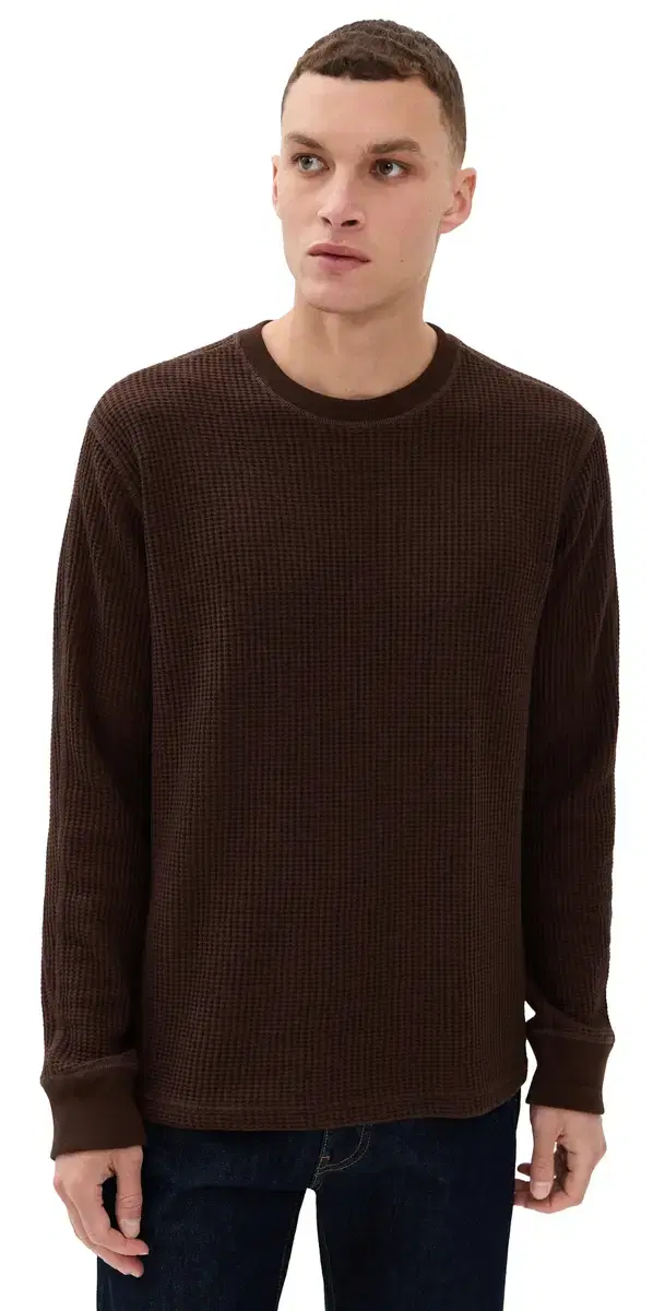 RAILS Wade Waffle Thermal Long leeve Tee Chocolate