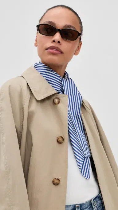 rag & bone Gail Striped Silk Scarf Blue White One Size | Thumbnail 3