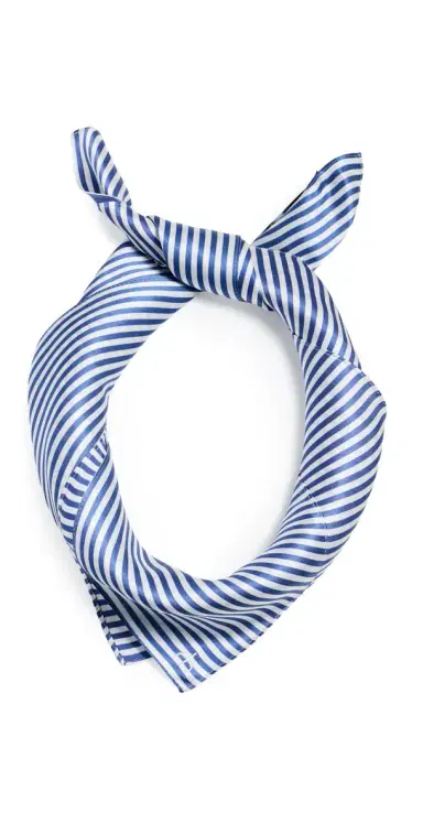 rag & bone Gail Striped Silk Scarf Blue White One Size | Thumbnail 1