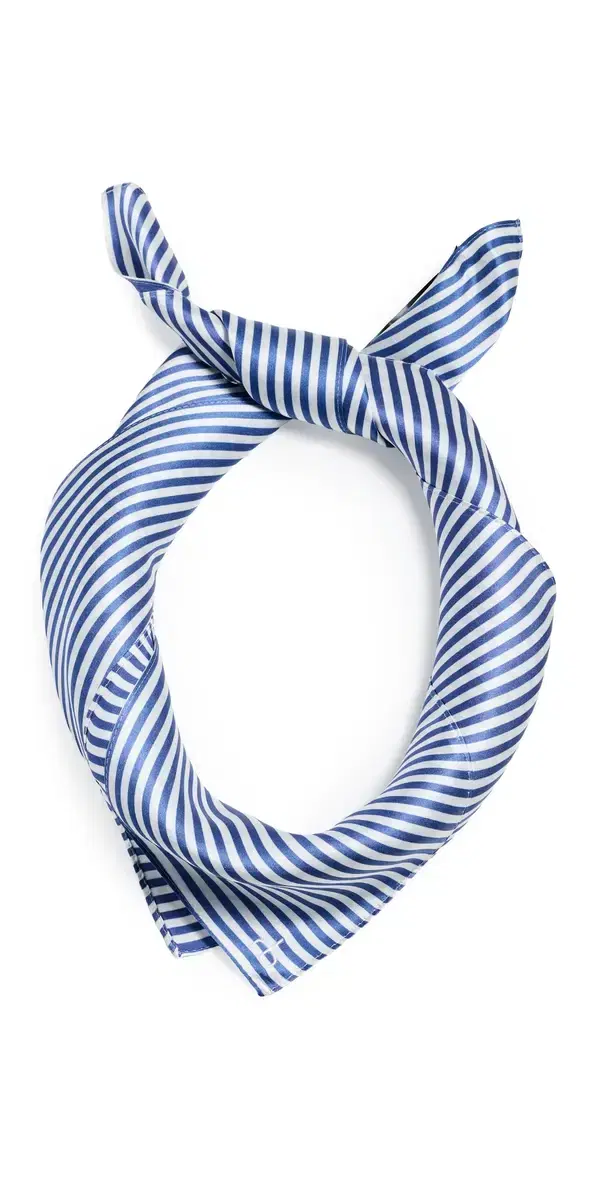 rag & bone Gail Striped Silk Scarf Blue White One Size