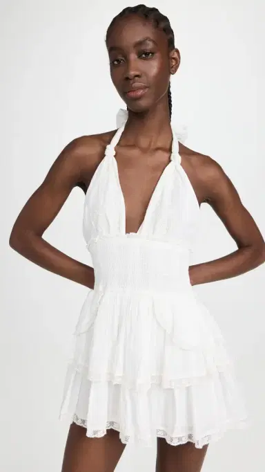 LoveShackFancy Deanna Halter Dress True White L | Thumbnail 2 LoveShackFancy Deanna Halter Dress True White L | Thumbnail 2
