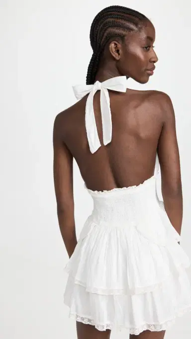 LoveShackFancy Deanna Halter Dress True White L | Thumbnail 3 LoveShackFancy Deanna Halter Dress True White L | Thumbnail 3